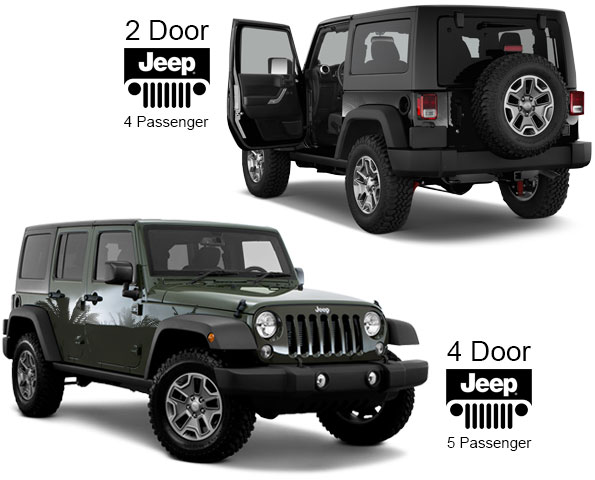 2 door and 4 door Jeeps for rent